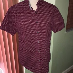 Denim & Flower Burgundy Polka Dot Button Down Shirt